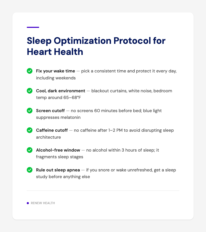 Sleep Optimization Protocol for Heart Health