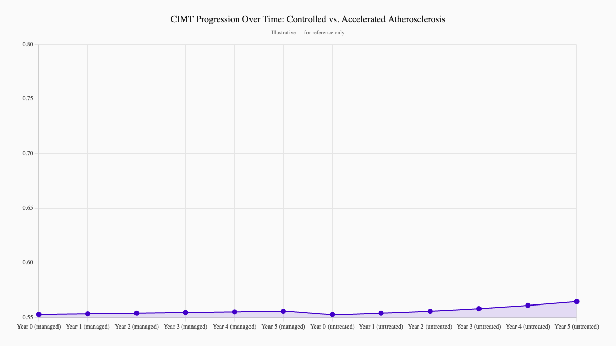 CIMT Progression Over Time: Controlled vs. Accelerated Atherosclerosis